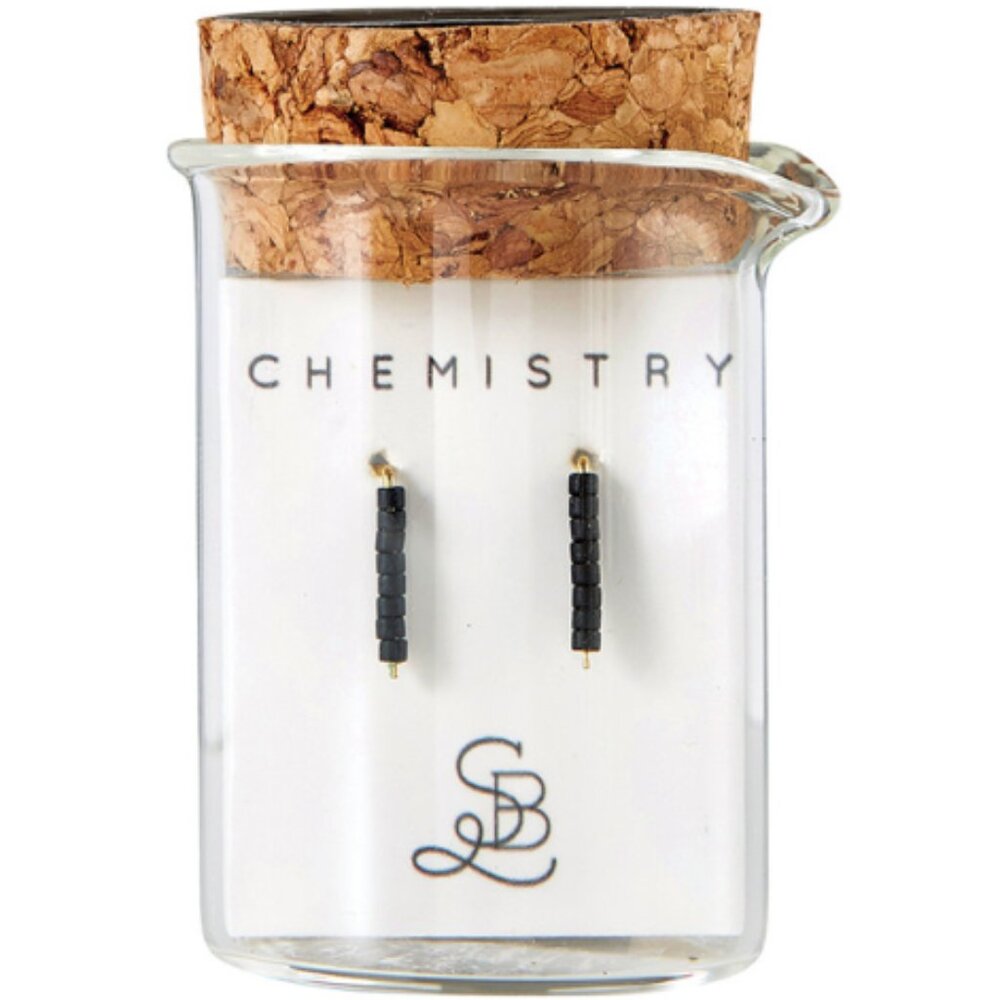 Black Beaded Earrings; Chemistry Brand Black Beaded Hook Earrings in Cute Glass